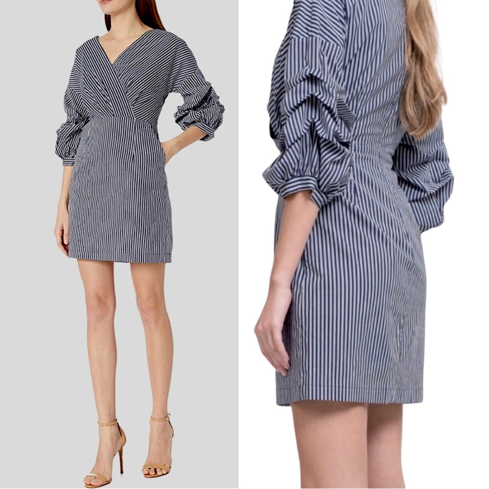 Revolve J.O.A. Striped Ruched Dress Sz. Medium